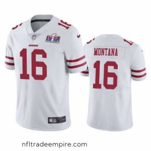 Delightful NFL San Francisco 49ers 16 Joe Montana White Vapor Untouchable Limited Stitched 2024 Super Bowl LVIII Jersey