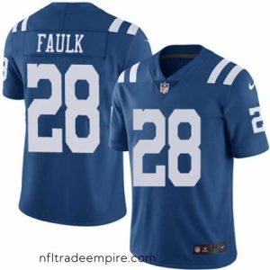 Charming Nike Colts #28 Marshall Faulk Royal Blue Stitched NFL Limited Rush Jersey