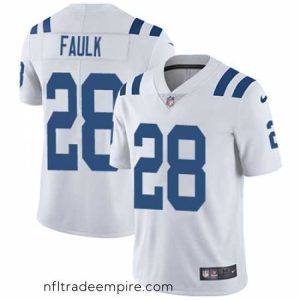 Irresistible Nike Colts #28 Marshall Faulk White Stitched NFL Vapor Untouchable Limited Jersey