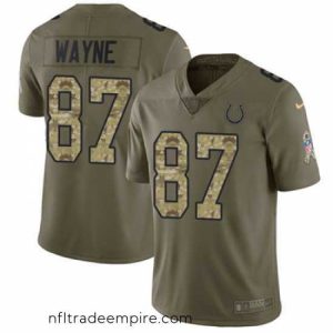 Delightful Nike Colts #87 Reggie Wayne Olive Camo Stitched NFL Limited 2017 Salute to Service Jersey