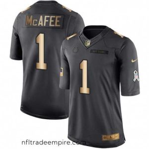 Superb Nike Indianapolis Colts 1 Pat McAfee Limited BlackGold Salute to Service NFL Jersey