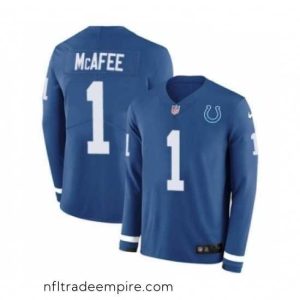 Charming Nike Indianapolis Colts 1 Pat McAfee Limited Blue Therma Long Sleeve NFL Jersey