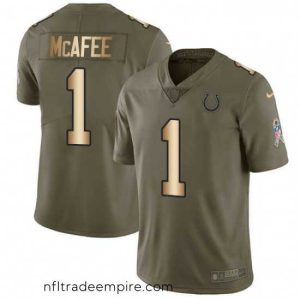 Alluring Nike Indianapolis Colts 1 Pat McAfee Limited OliveGold 2017 Salute to Service NFL Jersey