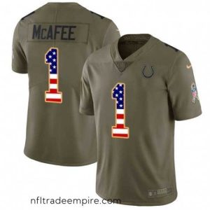 Enchanting Nike Indianapolis Colts 1 Pat McAfee Limited OliveUSA Flag 2017 Salute to Service NFL Jersey