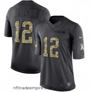 Magnificent Nike Indianapolis Colts 12 Andrew Luck Limited Black 2016 Salute to Service NFL Jersey