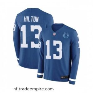 Stunning Nike Indianapolis Colts 13 TY Hilton Limited Blue Therma Long Sleeve NFL Jersey