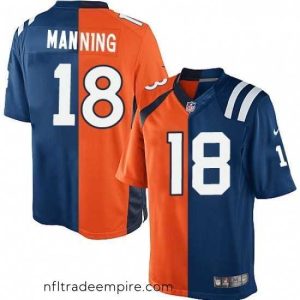 Superb Nike Indianapolis Colts 18 Peyton Manning Elite Royal BlueOrange Split Fashion NFL Jersey