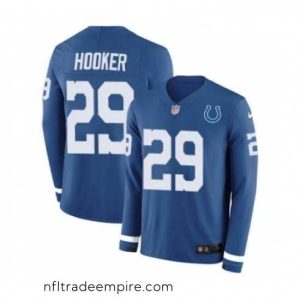 Delightful Nike Indianapolis Colts 29 Malik Hooker Limited Blue Therma Long Sleeve NFL Jersey