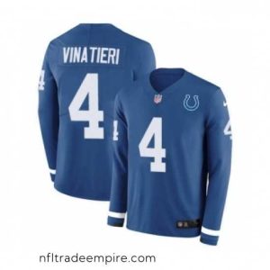 Charming Nike Indianapolis Colts 4 Adam Vinatieri Limited Blue Therma Long Sleeve NFL Jersey