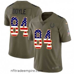 Charming Nike Indianapolis Colts 84 Jack Doyle Limited OliveUSA Flag 2017 Salute to Service NFL Jersey