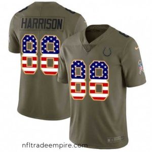Stunning Nike Indianapolis Colts 88 Marvin Harrison Limited OliveUSA Flag 2017 Salute to Service NFL Jersey