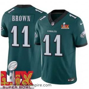 Superb Philadelphia Eagles A.J. Brown #11 Green 2024 2025 Super Bowl LIX F.U.S.E Stitched NFL Jersey