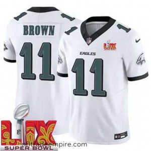 Superb Philadelphia Eagles A.J. Brown #11 White 2024 2025 Super Bowl LIX F.U.S.E Stitched NFL Jersey