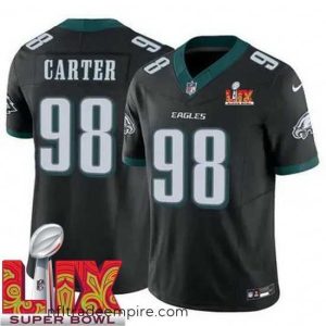 Irresistible Philadelphia Eagles Jalen Carter #98 Black 2024 2025 Super Bowl LIX F.U.S.E Stitched NFL Jersey