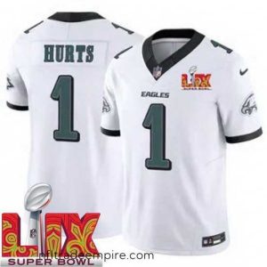 Enchanting Philadelphia Eagles Jalen Hurts #1 White 2024 2025 Super Bowl LIX F.U.S.E Stitched NFL Jersey