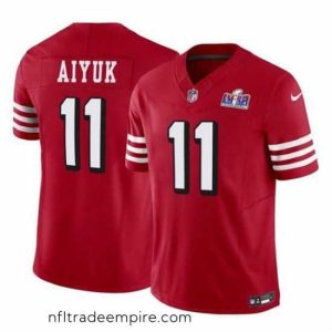 Superb San Francisco 49ers 11 Brandon Aiyuk Red 2023 F.U.S.E  Vapor Limited Throwback Stitched Football 2024 Super Bowl LVIII Jersey