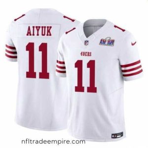 Alluring San Francisco 49ers 11 Brandon Aiyuk White 2023 F.U.S.E  Vapor Limited Stitched Football 2024 Super Bowl LVIII Jersey