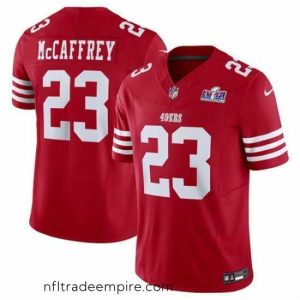 Charming San Francisco 49ers 23 Christian McCaffrey Red 2023 F.U.S.E  Vapor Untouchable Limited Stitched Football 2024 Super Bowl LVIII Jersey