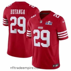 Charming San Francisco 49ers 29 Talanoa Hufanga Red 2023 F.U.S.E  With John Madden Patch Vapor Limited Stitched Football 2024 Super Bowl LVIII Jersey